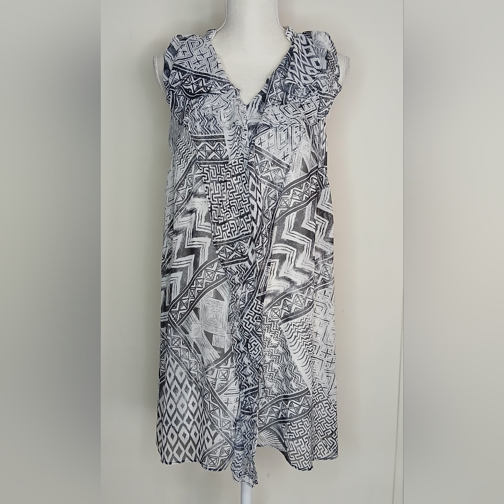BCBGMaxAzria Sleeveless V-Neck Ruffle Front Mini Dress